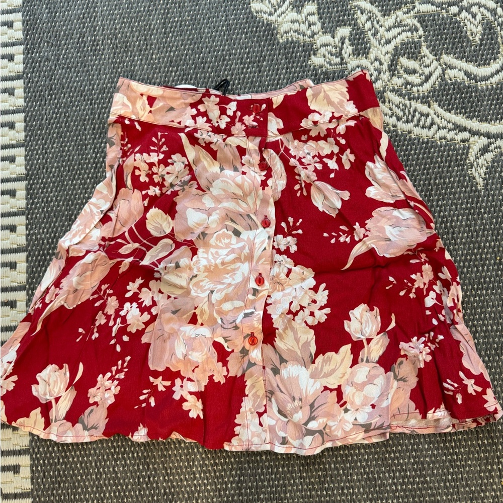 Urban Outfitters Red Floral Skirt